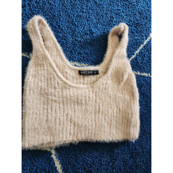 Nasty Gal Fuzzy Mini Crop Top S - Picture 1 of 4